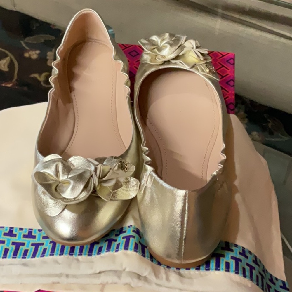 Elegant Gold Women's Ballet Flats by TORY BURCH